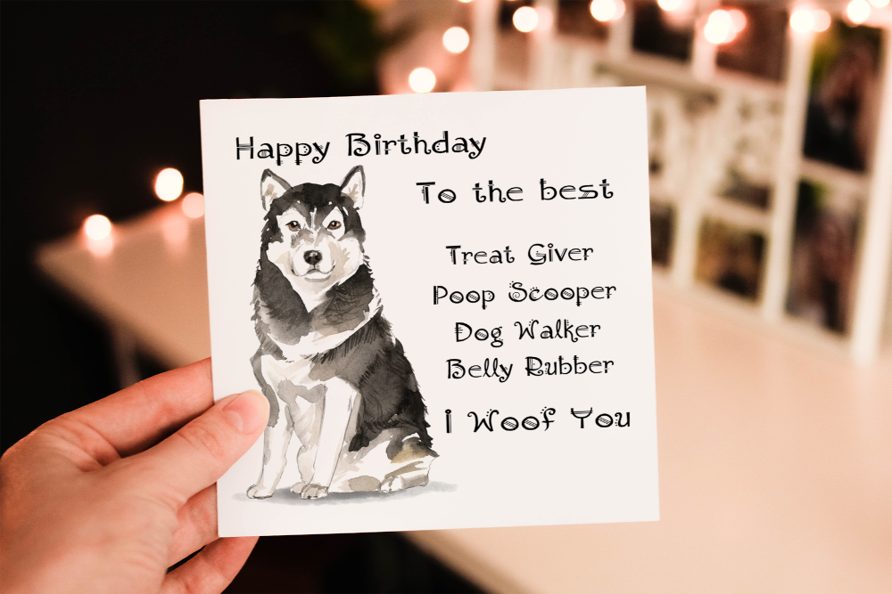 Malamute Dog Birthday Card, Dog Birthday Card